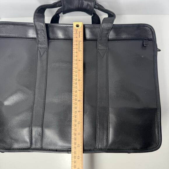 TUMI Soft Black Leather Organizer Laptop Briefcase Portfolio Bag File Separator - Picture 10 of 11